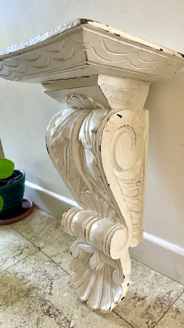 White Patinated Wall Console Shelf