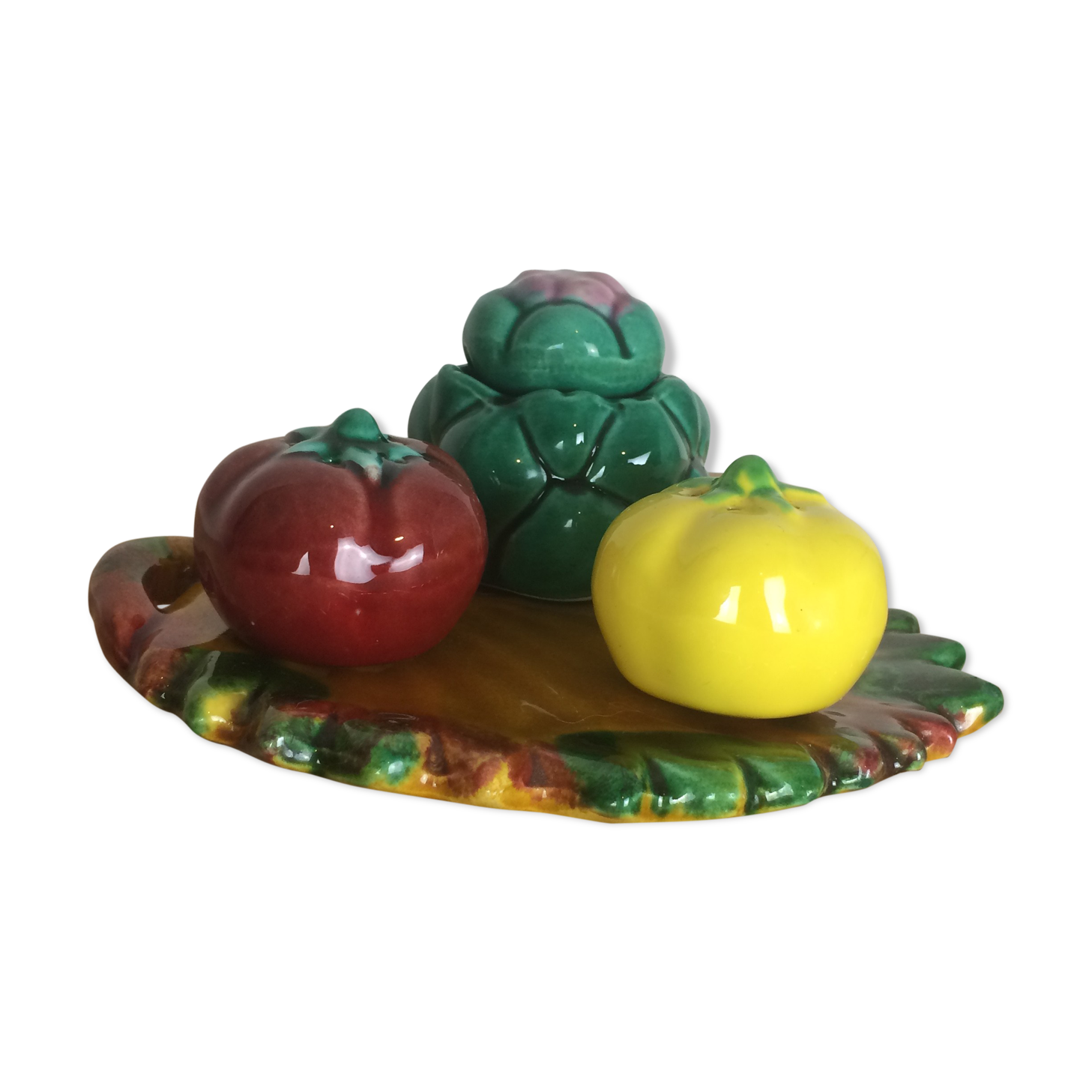 Vallauris mustard pepper shaker, dabbling, ceramics