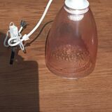 Pink molded glass globe pendant lamp