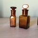 Set of 4 old small glass bottles iodine dye with cap