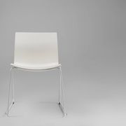 Mid-century white design chair with metal frame and plastic seat, Belgium