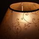 Vintage table lamp in turned wood and fabric lampshade