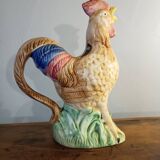 Vintage slipware jug in the shape of a rooster.