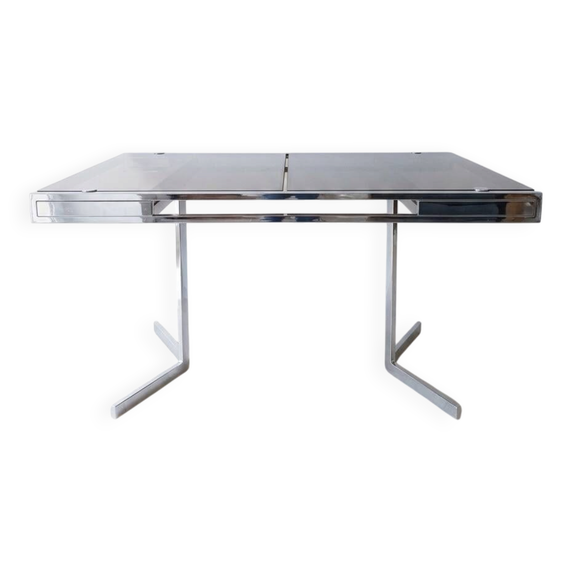 Vintage 70s silver glass table
