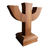 Bois Wood Candle Holder, Solid Wood, Made in Italy, Mid-Century 1950s Three-Arm Silhouette