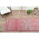 1970s Vintage Turkish Oushak Handmade Wool Cotton Pink Runner Rug 90x312