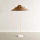 Finnish Mid Century Rattan Floor Lamp by Paavo Tynell for Itsu, 1940s
