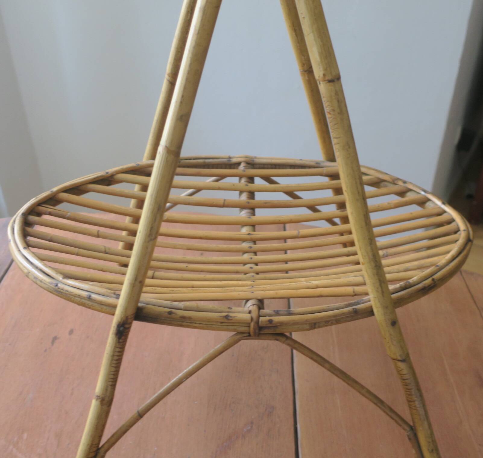 Hand-crafted mid century magazine rack in bamboo, 1960s