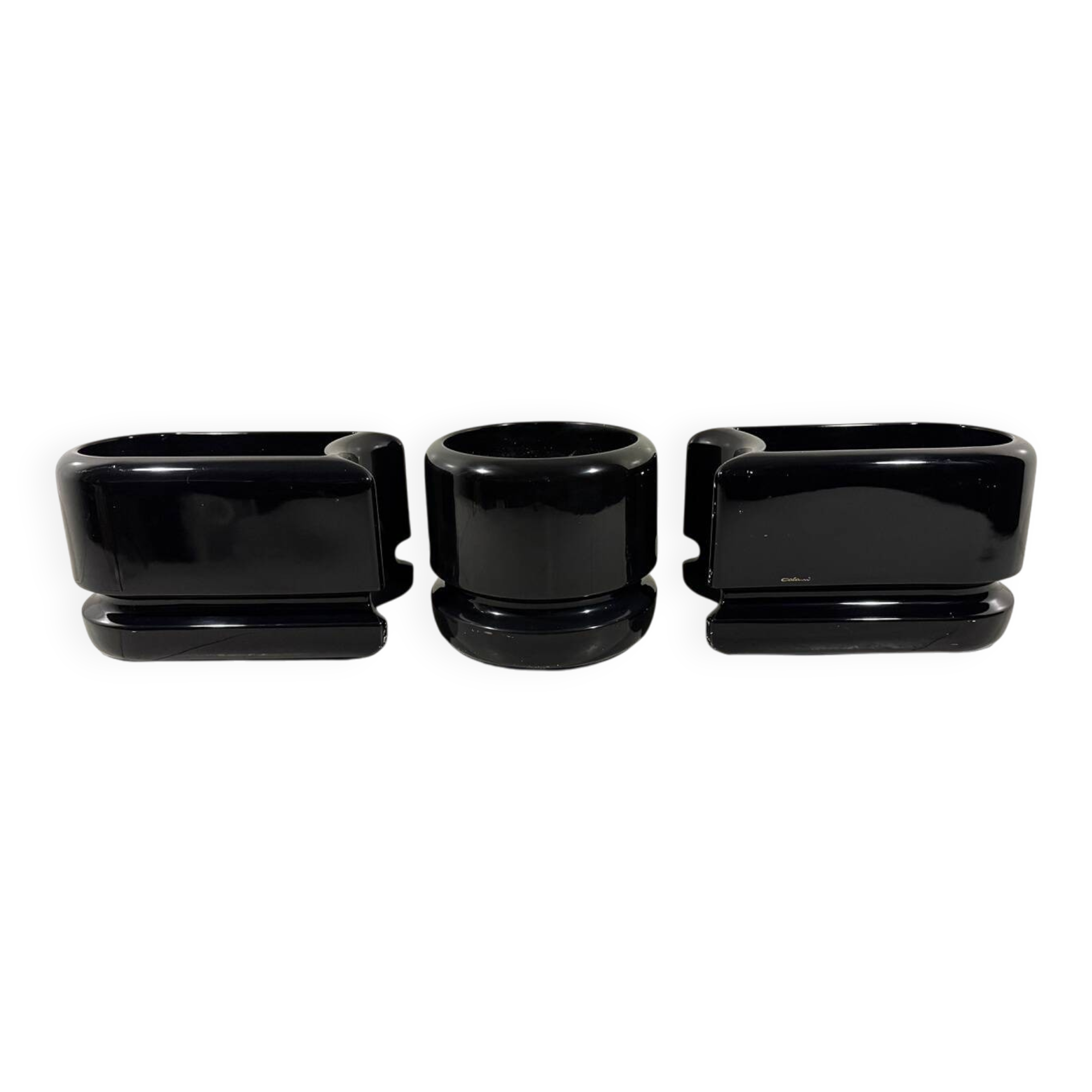 Luigi Colani set of 3 room dividing black planters 1970’s