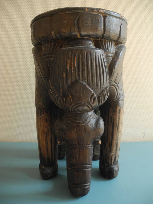 tabouret éléphant porte plante art africain vintage stool 50s