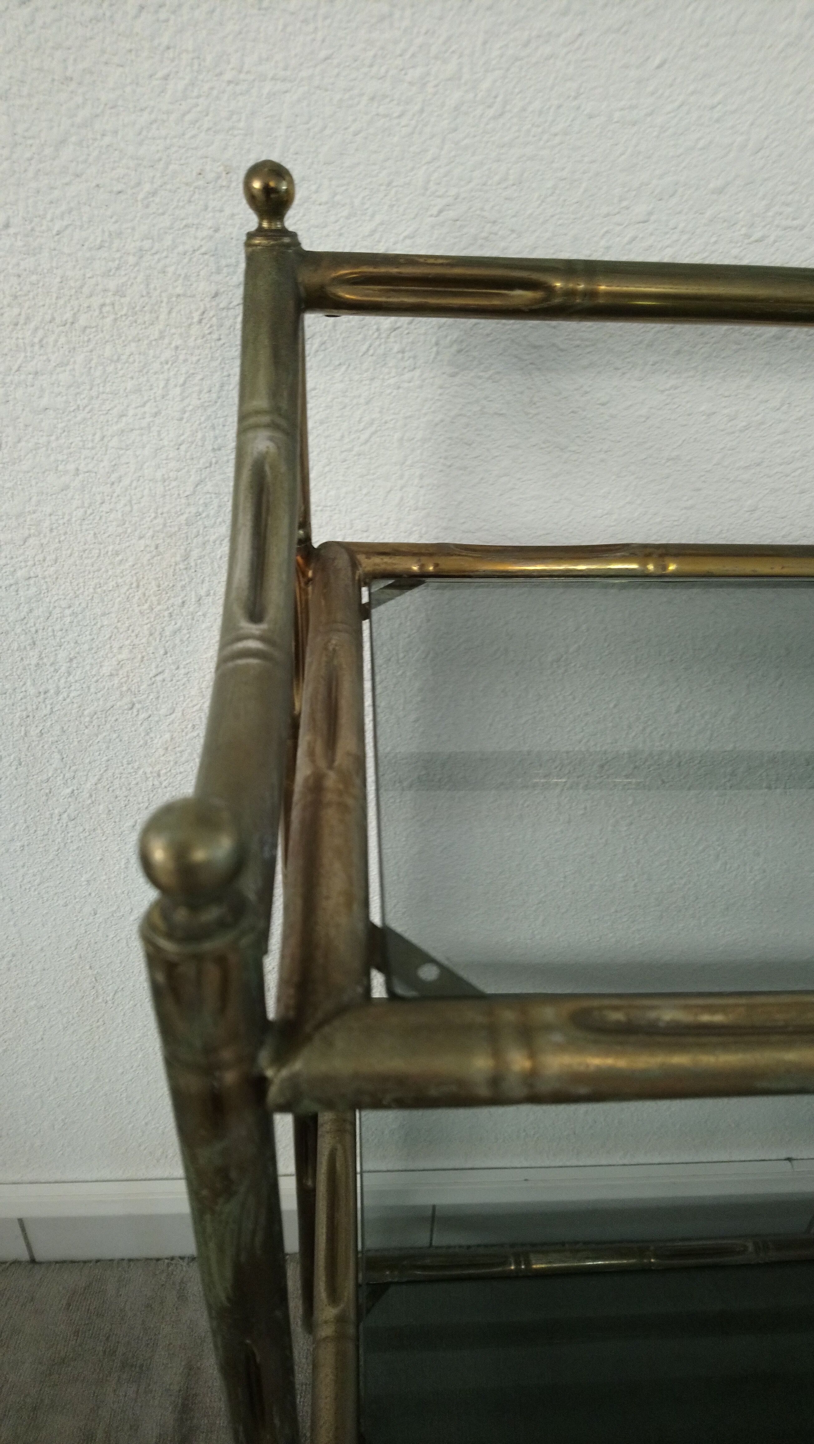 Shelves brass and glass 60 years