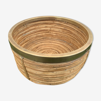 Italian rattan and brass basket, 1970