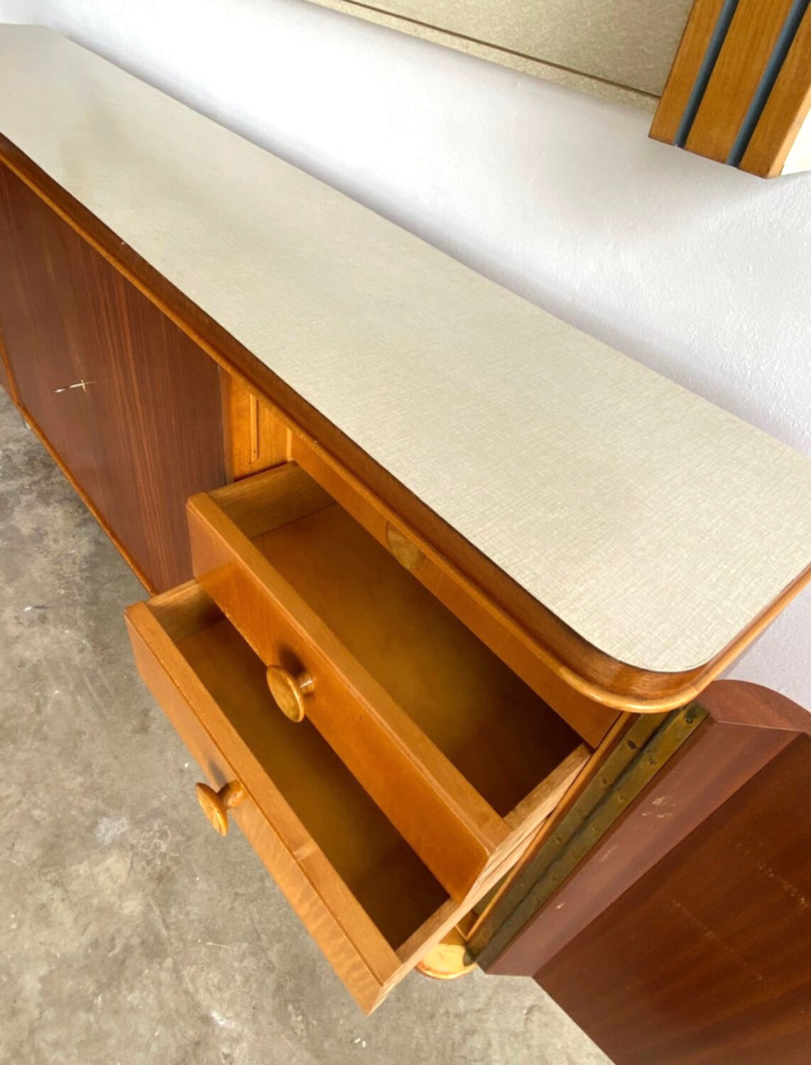 Sideboard and Matching Decorative Art Piece from the Cruise Liner "SS Rotterdam"