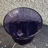 Set of 5 wine glasses in blown and bubbled glass, duo line, biot glassware style, unsigned,