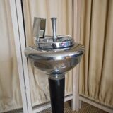 art deco chrome and black wood ashtray