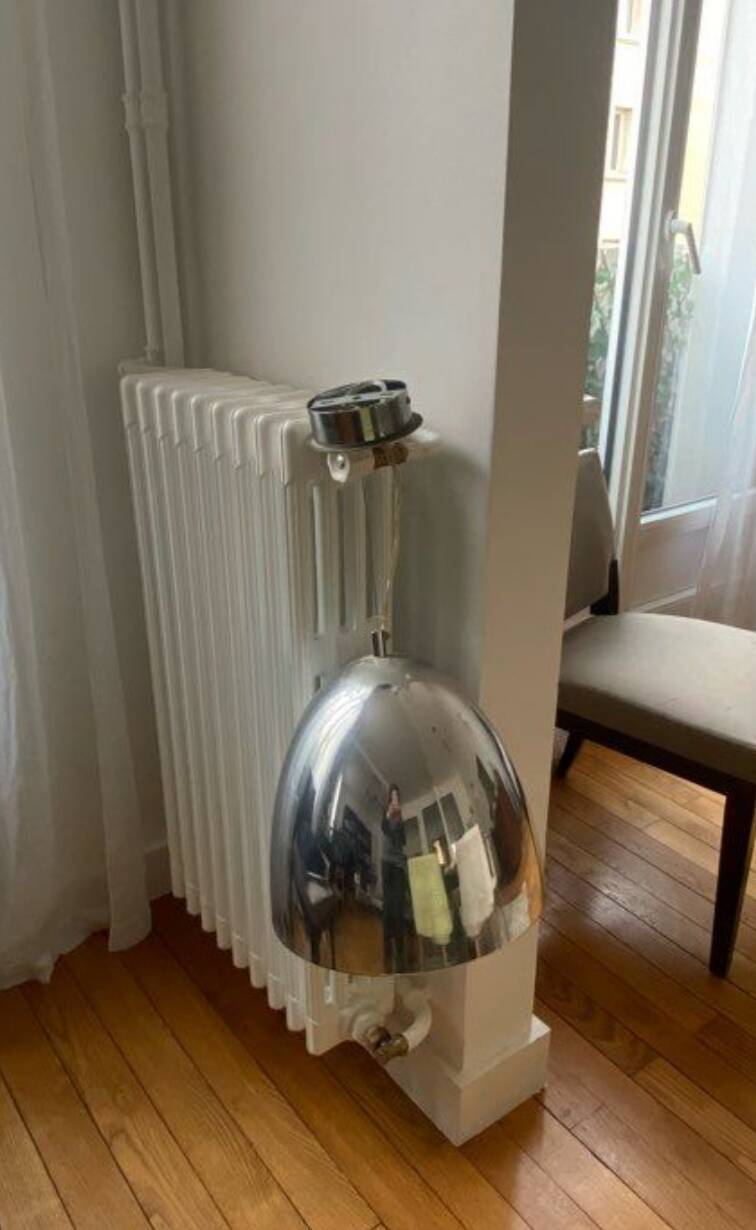 Vintage chrome metal pendant – 1970s design