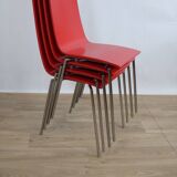 4 modernist stackable chairs in molded birch 1990 sweden