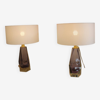 Pair of Murano lamps, amethysts