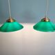 Duo de suspensions coniques en opaline verte, style Art Déco