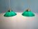 Duo de suspensions coniques en opaline verte, style Art Déco