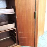 Vintage wardrobe signed Magnani Master cabinetmaker in teak and mahogany