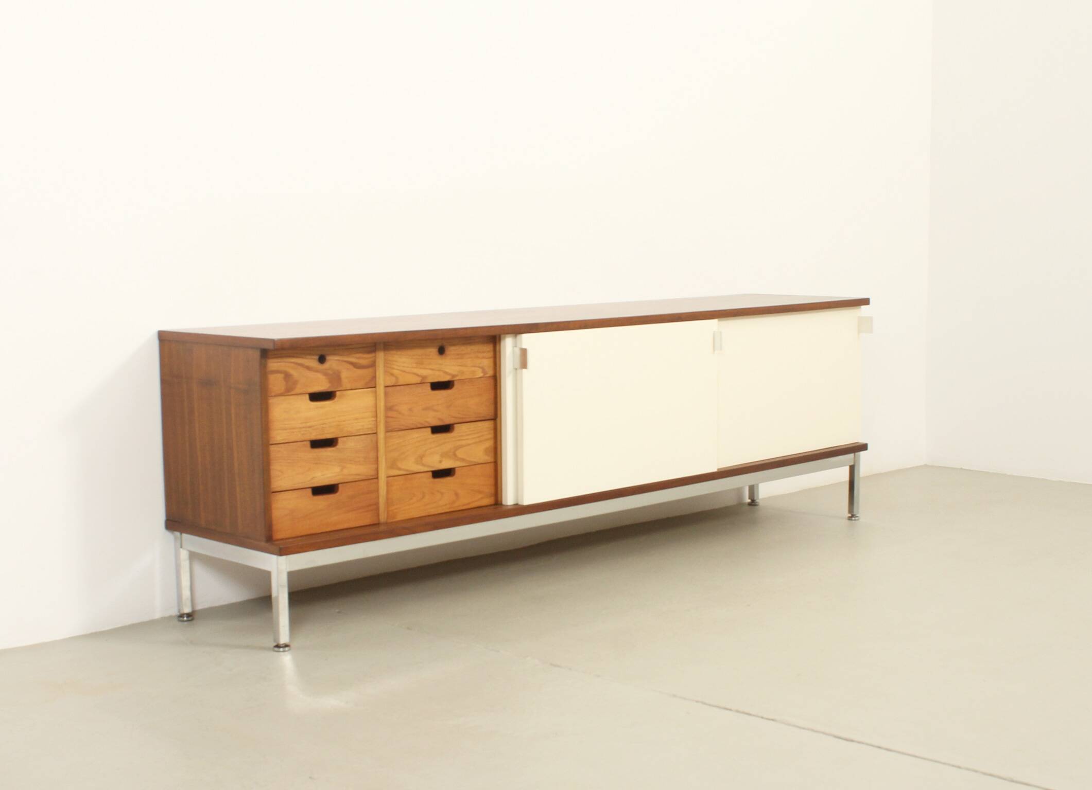 Sideboard of three sliding doors published by Airborne, France, 1960s.