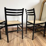 Set of 4 Italian black chairs 1970s