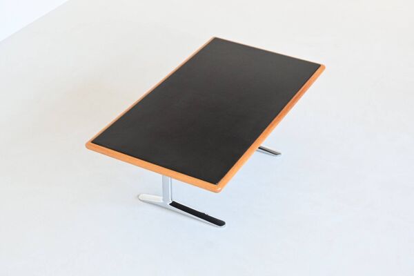 Bureau Warren Platner en cuir et chêne, Knoll, États-Unis, 1970