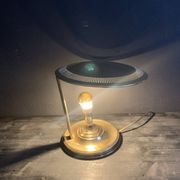 Bauhaus desk lamp, modernist in gilded brass, 1940s