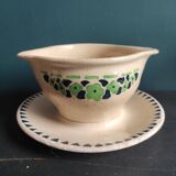 French vintage set of 4 plates, sauce boat and platter, from Longchamps, Cannes model