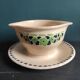 French vintage set of 4 plates, sauce boat and platter, from Longchamps, Cannes model