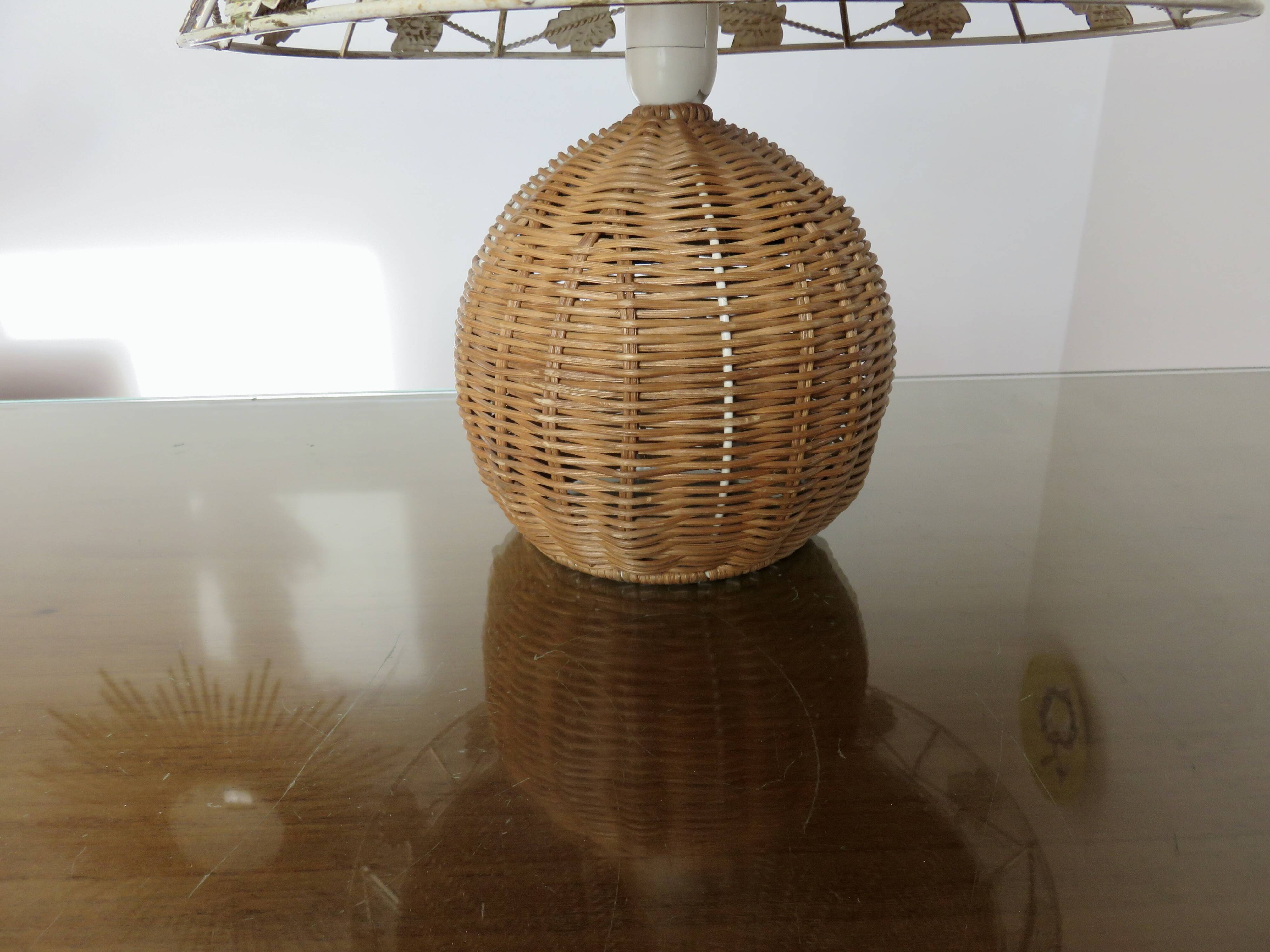 Pair of rattan lamps, 1980s