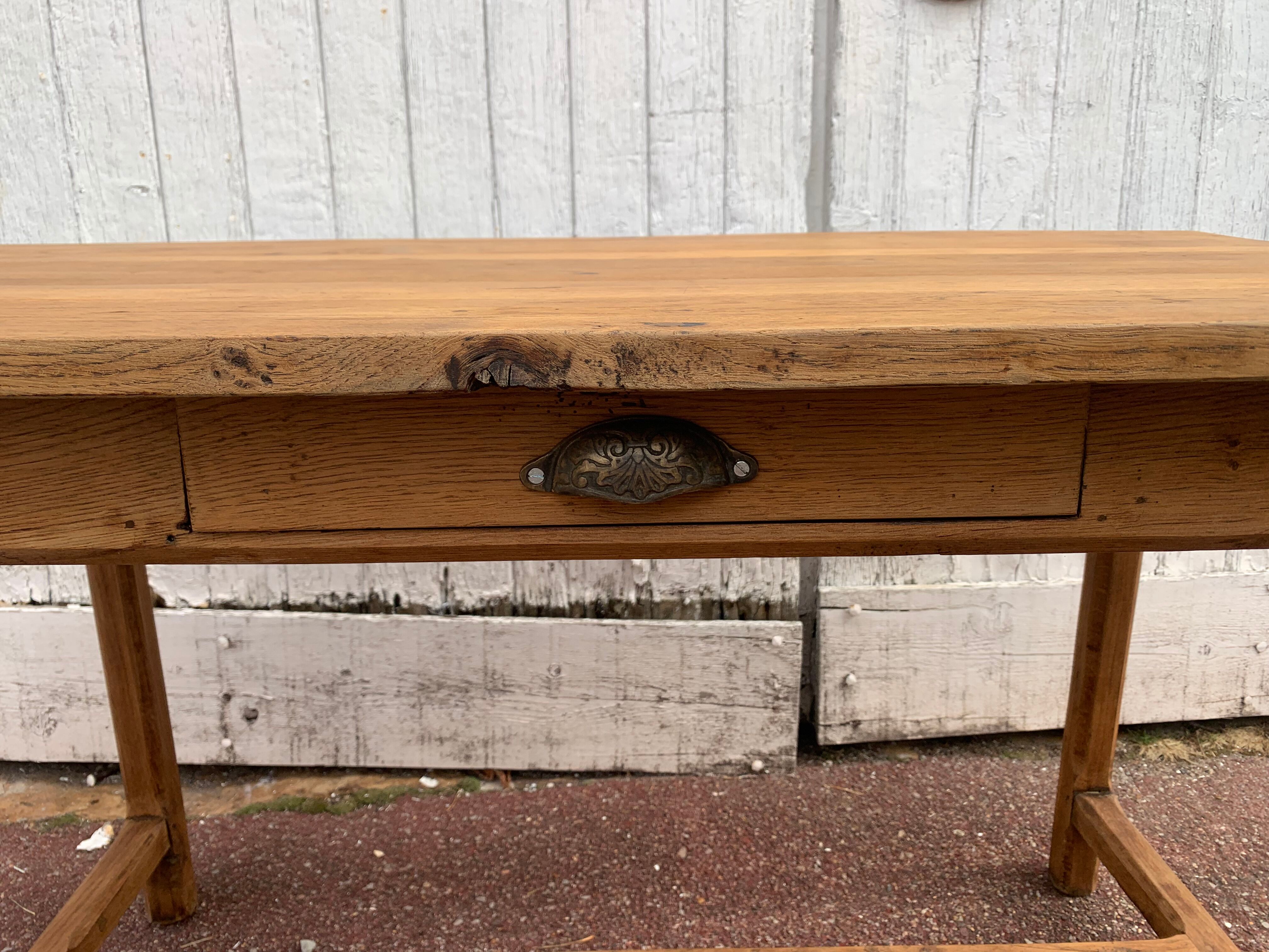 Farmhouse table 1 oak drawer
