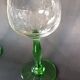 12 green footed wine glasses in opaline blown crystal 1900