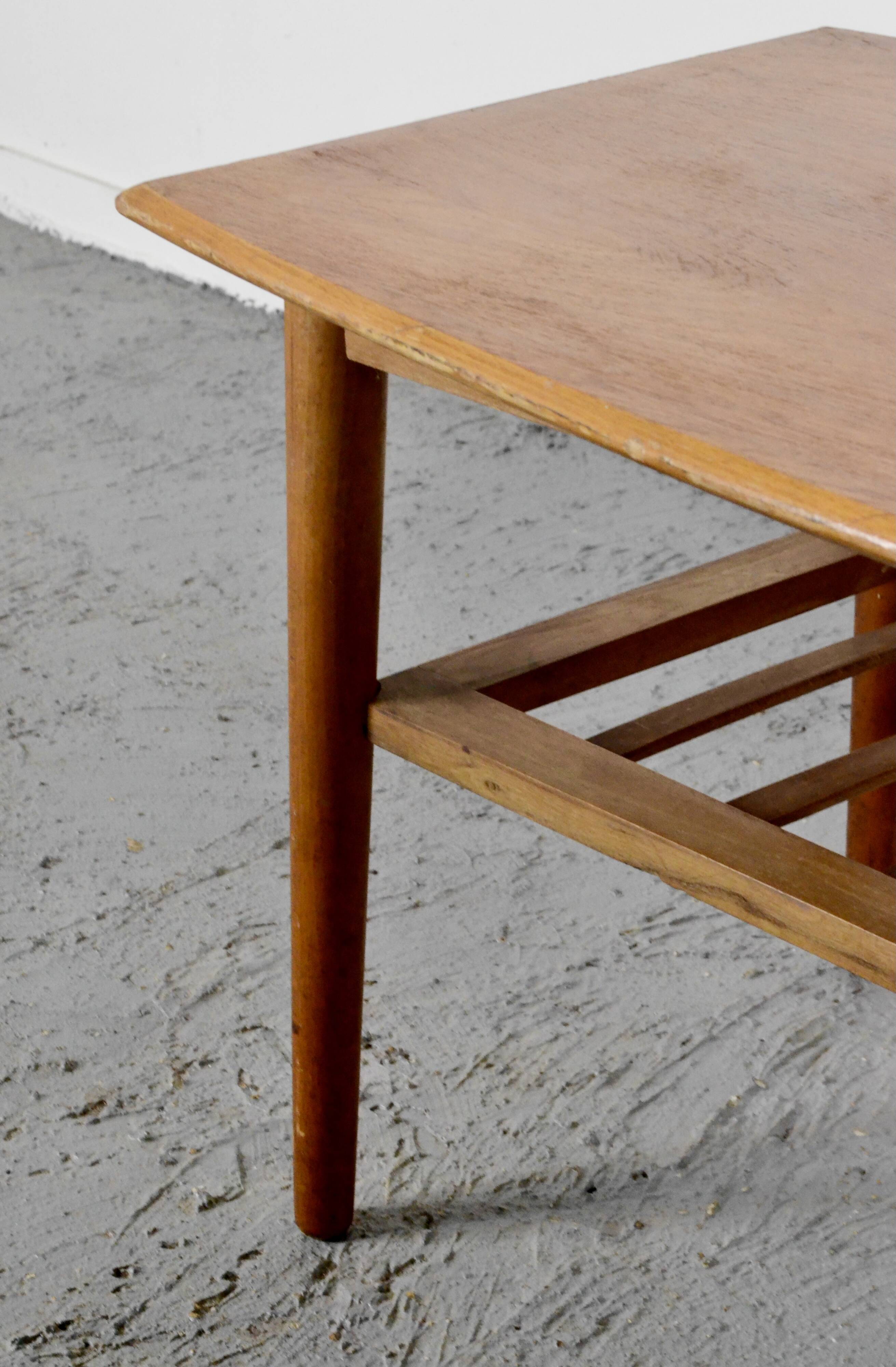 Midcentury Two Tier Teak Slatted Coffee Table.