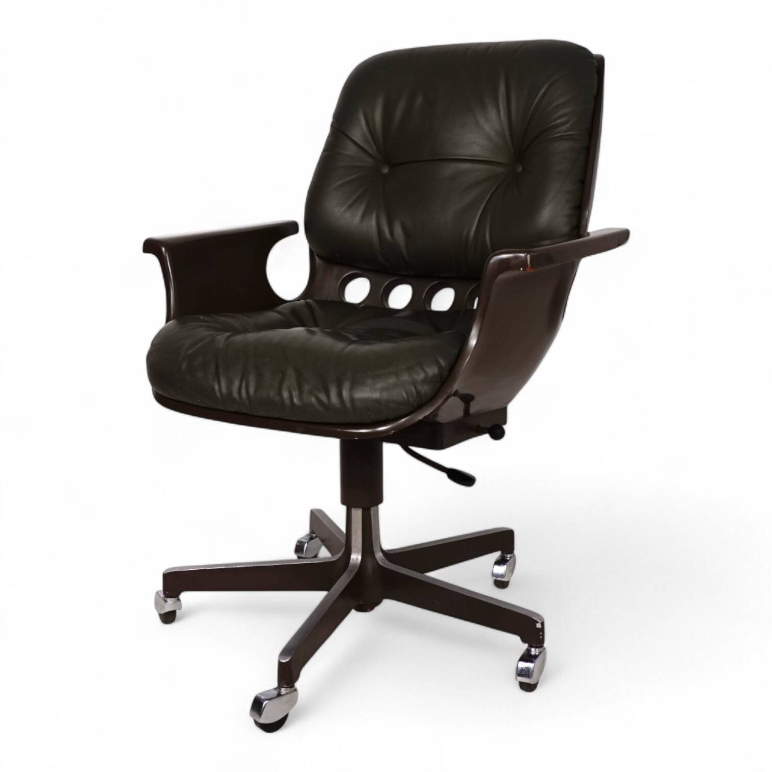 Stoll Giroflex 7112 Space Age leather office chair by Martin Stoll, 1970
