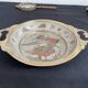 Antique chiseled brass cup - empty pocket - gold - gold color - painted birds - France