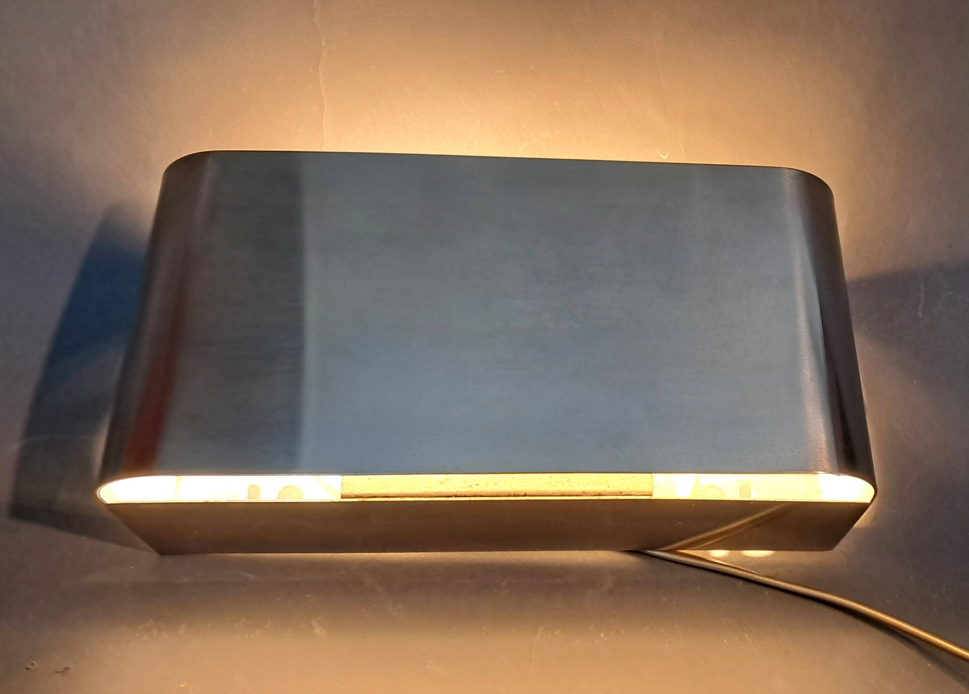 Applique à 2 lumières en aluminium brossé doré, 1970