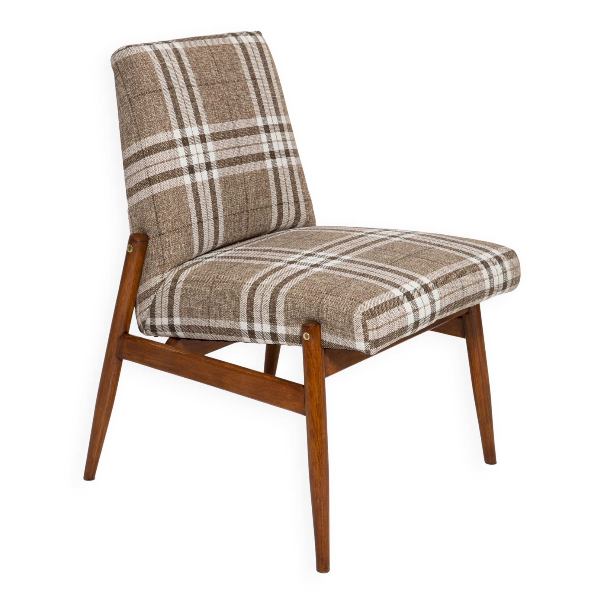Beige checked fabric armchair, type 300-227, Europe, 1960s