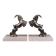 Art Deco bookends with patinated ibex in a taupe marble base.