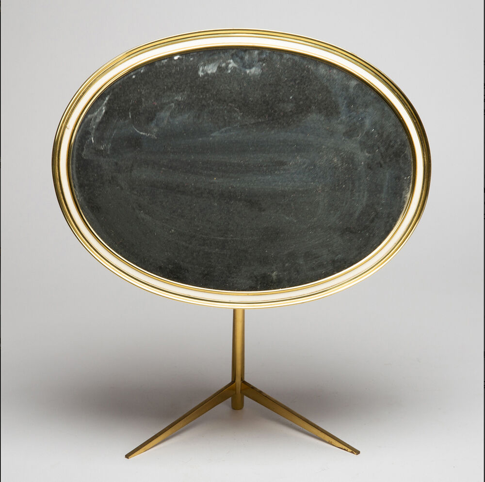 Miroir de Table Ovale Mid-Century Moderne en Laiton par Vereinigte Werkstätten