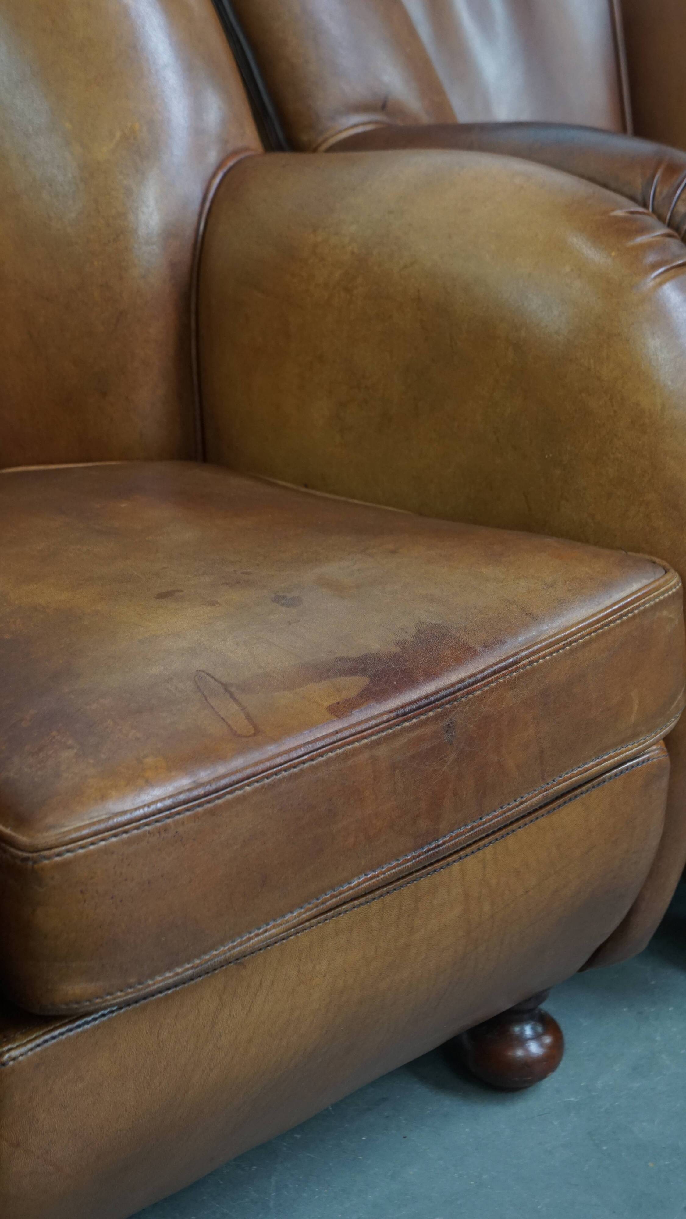 Set of 2 Sheepskin Leather Design Armchairs