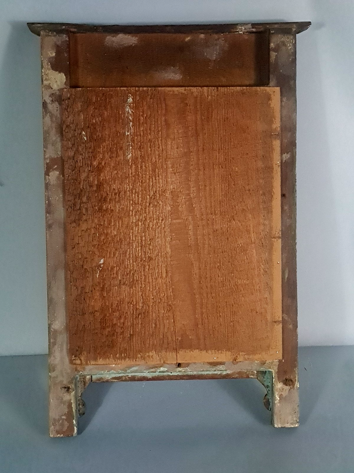 Restoration period mirror 1830 patinated gilded carved wood 48x33 cm