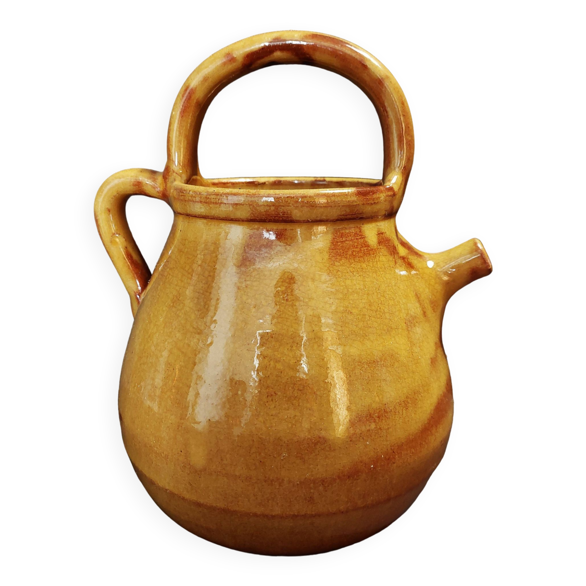 Chevrette cruche terre cuite émaillée XXème
