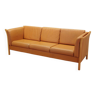 Orange leather sofa, Danish design, 1970s, production: Denmark