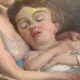 French school of the 19th century. mother and daughter. oil on canvas framed