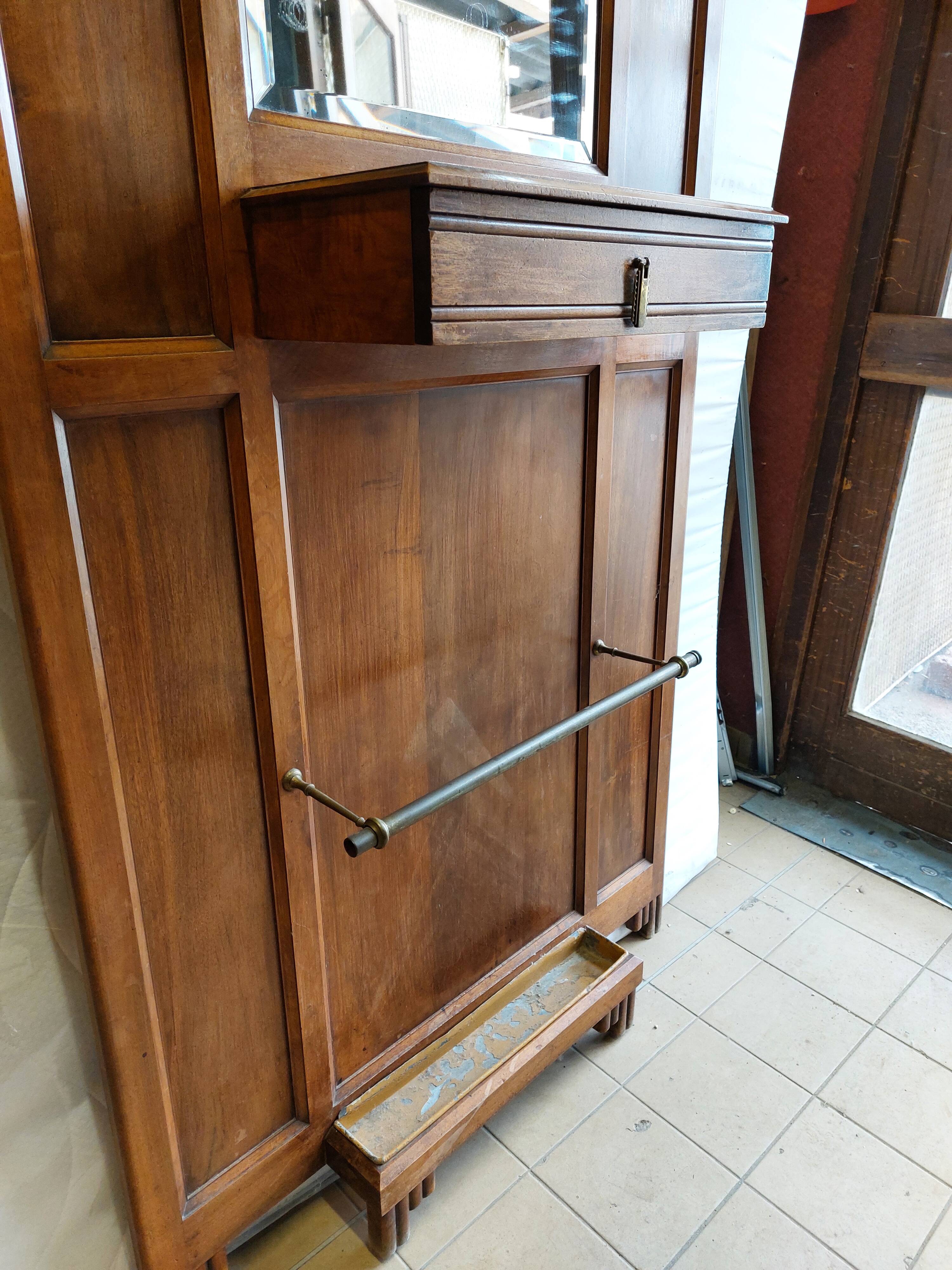 Old wooden wall-mounted locker room - Art Deco