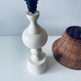 Large turned white wooden lamp