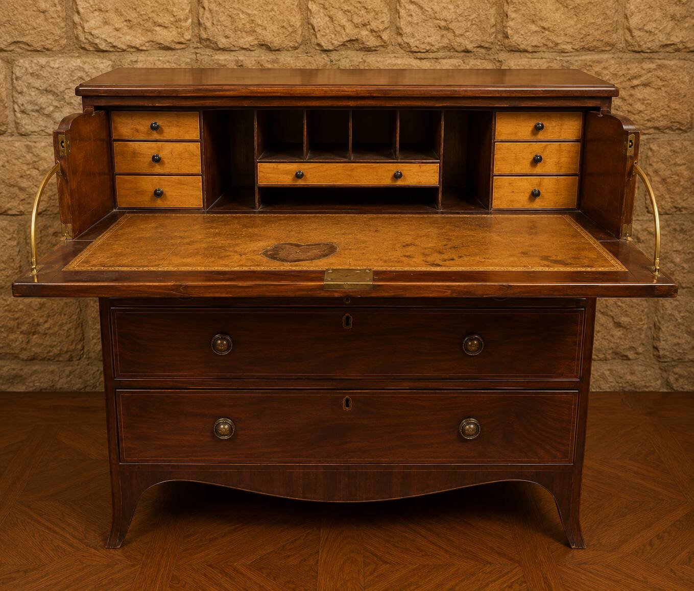 Commode-secrétaire Anglaise en acajou