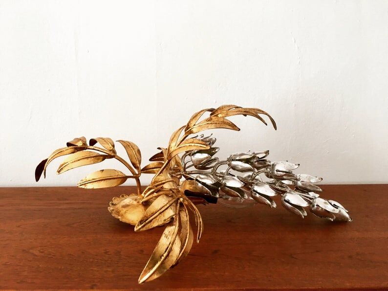 Iitalian Hollywood Regency gilded metal wall lamp by Hans Kögl